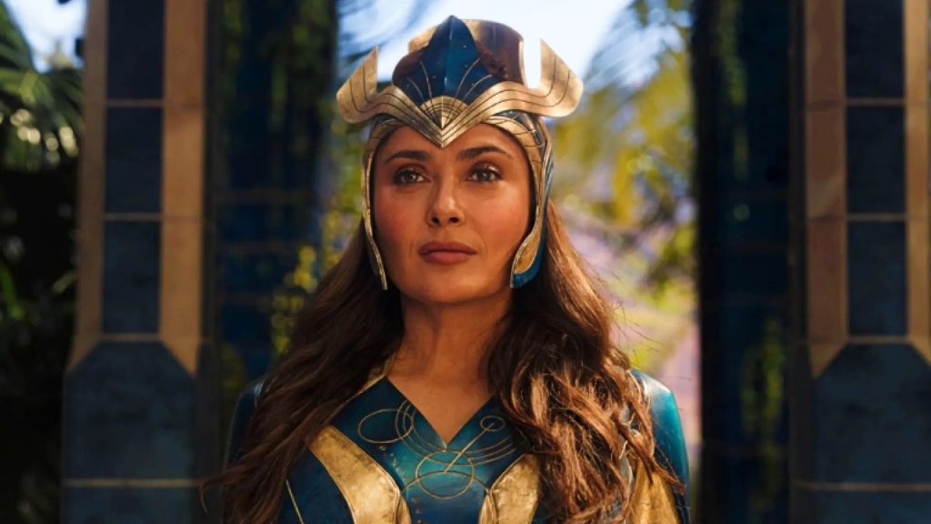 Salma Hayek en una escena de la película 'Eternals'. Crédito: Marvel Studios.