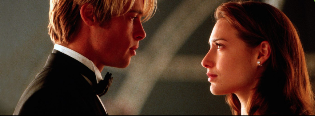 Brad Pitt y Claire Forlani en escena del filme "¿Conoces a Joe Black?" de 1998. Crédito: Universal Pictures.