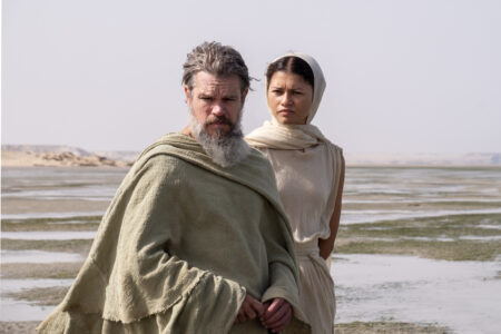 Matt Damon and Zendaya en La Odisea