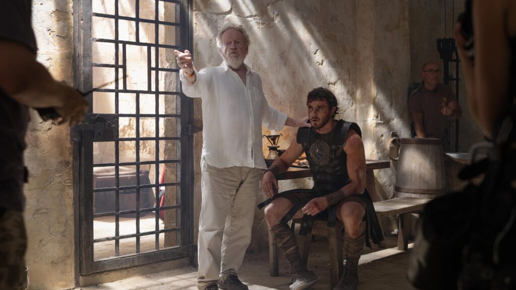 Ridley Scott y Paul Mescal en Gladiador II