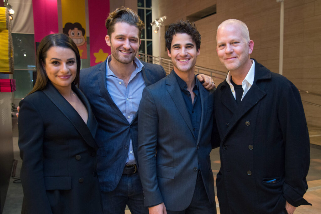 Lea Michele, Matthew Morrison, Darren Criss, Ryan Murphy at an event for Glee
