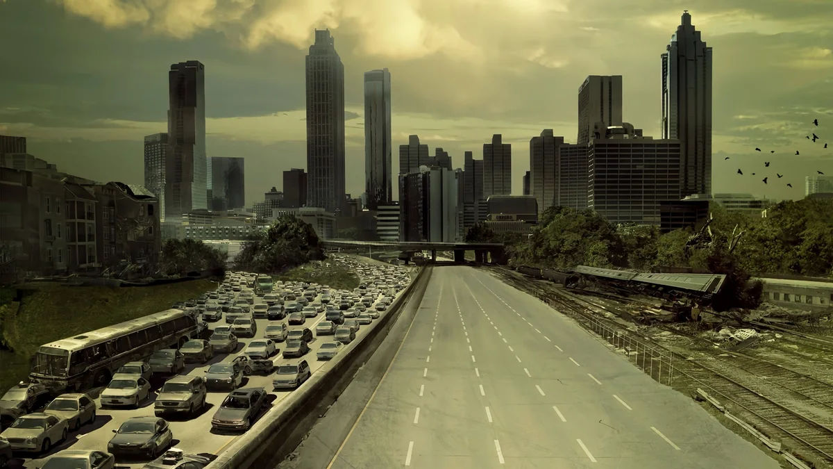 Autopista abandonada de Atlanta en el arte promocional de The Walking Dead